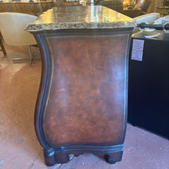 Leather Chassis Bombay Style Chest Marble Top, Sku: 033271