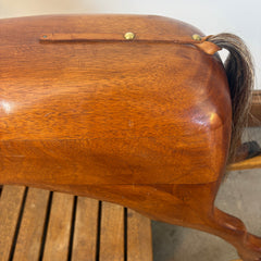 Vintage Wooden Rocking Horse with Horse Hair Tail, Sku 033227