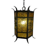 Vintage Spanish Revival Amber Pendant Lamp, Sku 033128