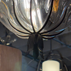 Oak Leaf Motif Pendant Light in Poured Glass and Metal, Sku 033042