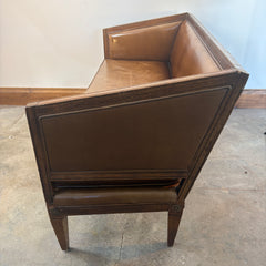 Mark David / Slifer Designs Brown Leather Settee Italian Regency Style, Sku 033232