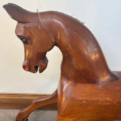 Vintage Wooden Rocking Horse with Horse Hair Tail, Sku 033227
