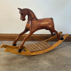 Vintage Wooden Rocking Horse with Horse Hair Tail, Sku 033227