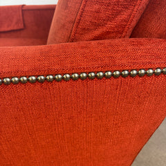 Pair of Wesley Hall Armchairs, Burnt Orange Chenille, Nail Head Detail, Sku: 033000