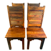 Shutter Back Style Side Chairs Primitive Reclaimed Wood, Handcrafted, Set of 4, Sku 033261