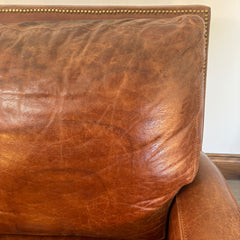 Brown Leather Recliner Brass Nail Head Detail, Sku 033230