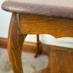 Oak Parlor Table, Vintage, Scalloped Detail on Apron, Stretcher Shelf, Sku: 033136