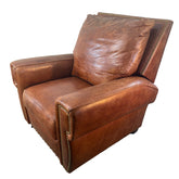 Brown Leather Recliner Brass Nail Head Detail, Sku 033230