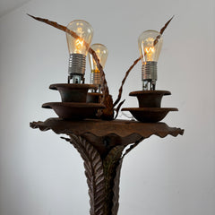 Floor Lamp with Pressed Metal Leaf Motif, 20's, Sku: 033124