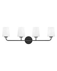 Hinkley "Kline" 4-Light Vanity Wall Light with White Cone Shades