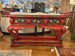 Prayer Table Japanese, Red with Black Glass Top