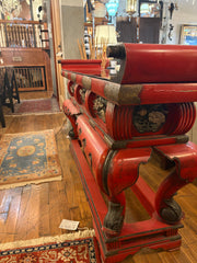 Prayer Table Japanese, Red with Black Glass Top