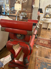 Prayer Table Japanese, Red with Black Glass Top