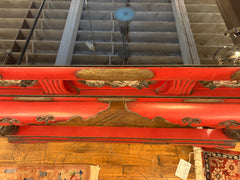 Prayer Table Japanese, Red with Black Glass Top