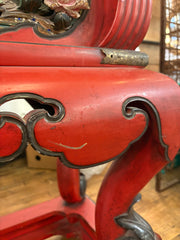 Prayer Table Japanese, Red with Black Glass Top