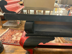 Prayer Table Japanese, Red with Black Glass Top