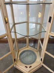 Curio Cabinet, Hexagon, Three Shelves, Beveled Glass with Lighting, Sku: 032967