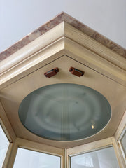 Curio Cabinet, Hexagon, Three Shelves, Beveled Glass with Lighting, Sku: 032967