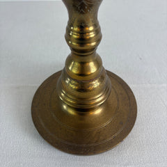 Pair of Large Brass Candlesticks with Drip Plate. Sku, 032982