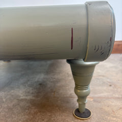 Wood & Wicker Top Coffee Table with Brass Detail in Sage Green, Sku: 033021