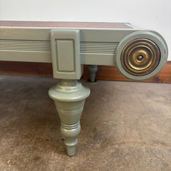 Wood & Wicker Top Coffee Table with Brass Detail in Sage Green, Sku: 033021