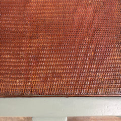 Wood & Wicker Top Coffee Table with Brass Detail in Sage Green, Sku: 033021