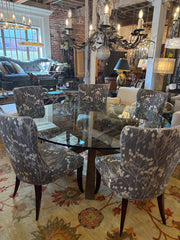 Precedent Dining Chairs, Nail Head Detail, Gray Flower Pod Upholstery, Set of 6, Sku 033032