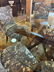 Precedent Dining Chairs, Nail Head Detail, Gray Flower Pod Upholstery, Set of 6, Sku 033032