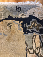 Runner Rug, Tufenkian, 100% Wool, Abstract Border, Sage, Black and Gray, Sku: 03303