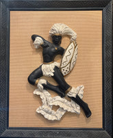Pair of Universal Statuary Chalkware Figures Mounted and Framed, Sku: 033141
