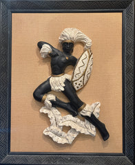 Pair of Universal Statuary Chalkware Figures Mounted and Framed, Sku: 033141