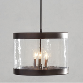Pottery Barn, "Murano" Pendant Light, Zinc Finish, Raindrop Glass, Sku: 033168