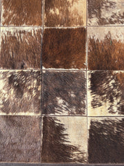 Hair on Hide Patchwork Area Rug, Taupe & Brown, Leather Edge Trim, Sku 033233