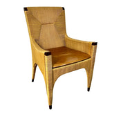 Bill Sofield Mid-Century Coastal Chic Cocoon Chair with Leather Seat Cushion