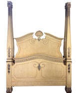 Queen Bed Frame, Off White with Silver Detail, Sku: 033301