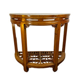 Half Moon Table, Wall Table, Asian Design, Solid Wood, Medium Brown, sku: S32086