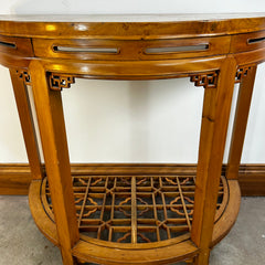 Half Moon Table, Wall Table, Asian Design, Solid Wood, Light Brown