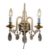 Schonbek Wall Light, Chrystal, Brass, Two Candle Lights, Ornate, Traditional, Sku: 033302