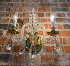 Schonbek Wall Light, Chrystal, Brass, Two Candle Lights, Ornate, Traditional, Sku: 033302