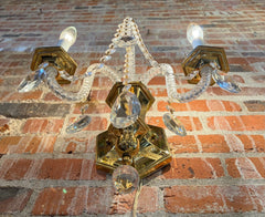 Schonbek Wall Light, Chrystal, Brass, Two Candle Lights, Ornate, Traditional, Sku: 033302