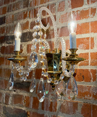 Schonbek Wall Light, Chrystal, Brass, Two Candle Lights, Ornate, Traditional, Sku: 033302