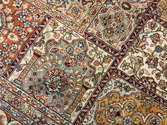 Area Silk Rug, Traditional in Style Hand Knotted Rust, Peach on Beige Ground, Sku: 033245