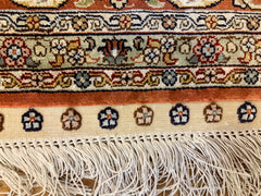 Area Silk Rug, Traditional in Style Hand Knotted Rust, Peach on Beige Ground, Sku: 033245