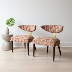 Pair MCM Midcentury Modern Slipper Chairs, Newer Upholstery, S32114