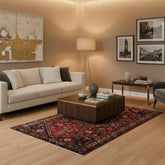 Area Rug, 100% Wool Persian Heriz Rug Bright Red, Taupe, Navy, Sku: 033321