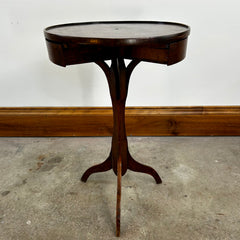 Accent Table, Vintage, Small, Round, Solid Wood, Three-Drawer