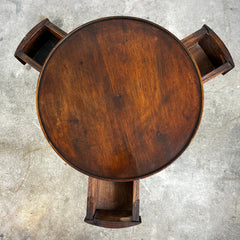 Accent Table, Vintage, Small, Round, Solid Wood, Three-Drawer