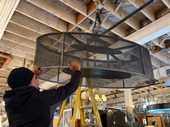 Chandelier, Oval Steel and Mesh XL, Silver Tone Color, 12 lights, Sku: 033307