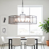 Chandelier, Oval Steel and Mesh XL, Silver Tone Color, 12 Lights, Sku: 033307