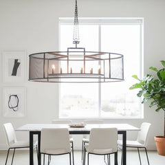 Chandelier, Oval Steel and Mesh XL, Silver Tone Color, 12 Lights, Sku: 033307